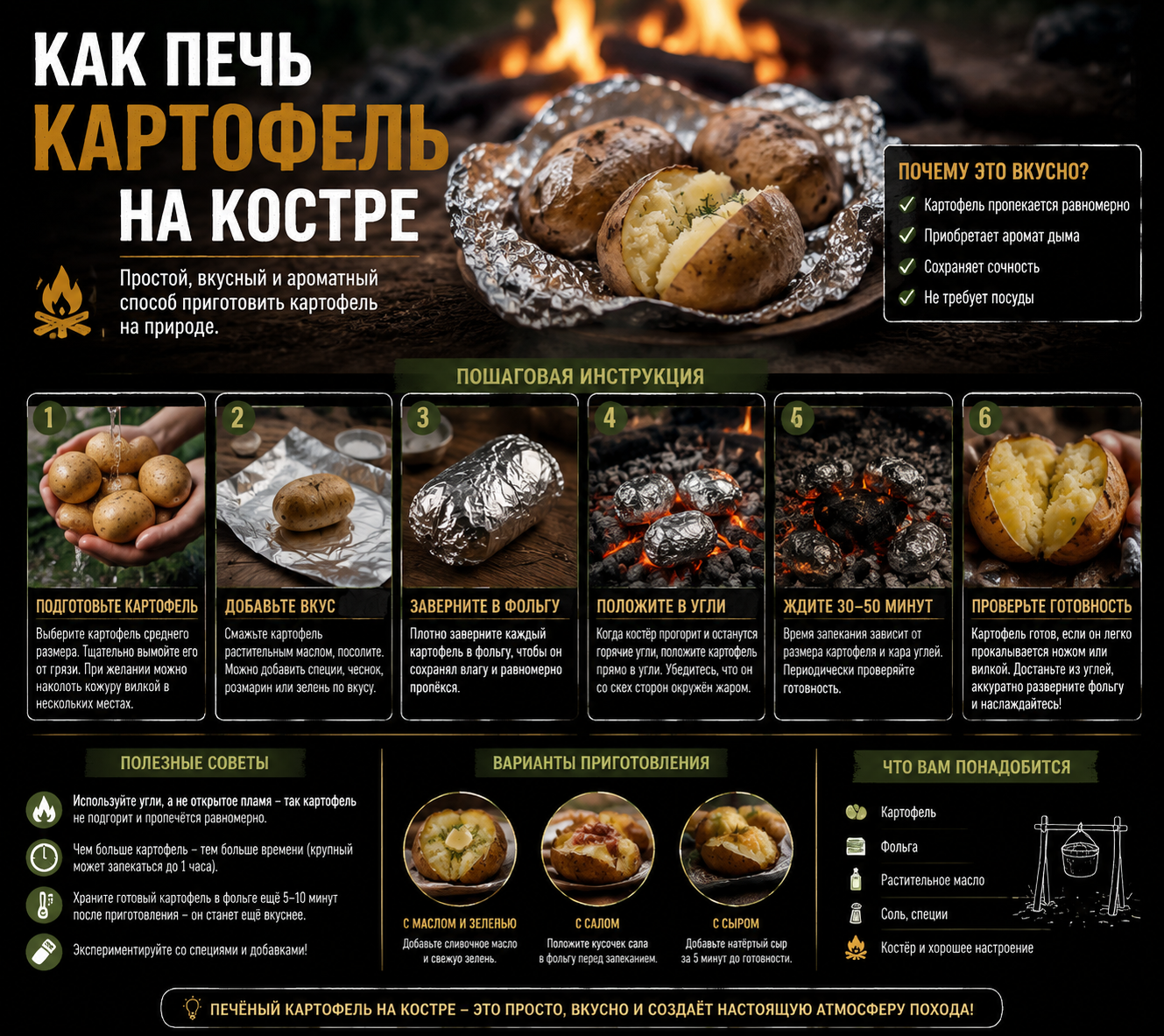 Как печь картофель на костре