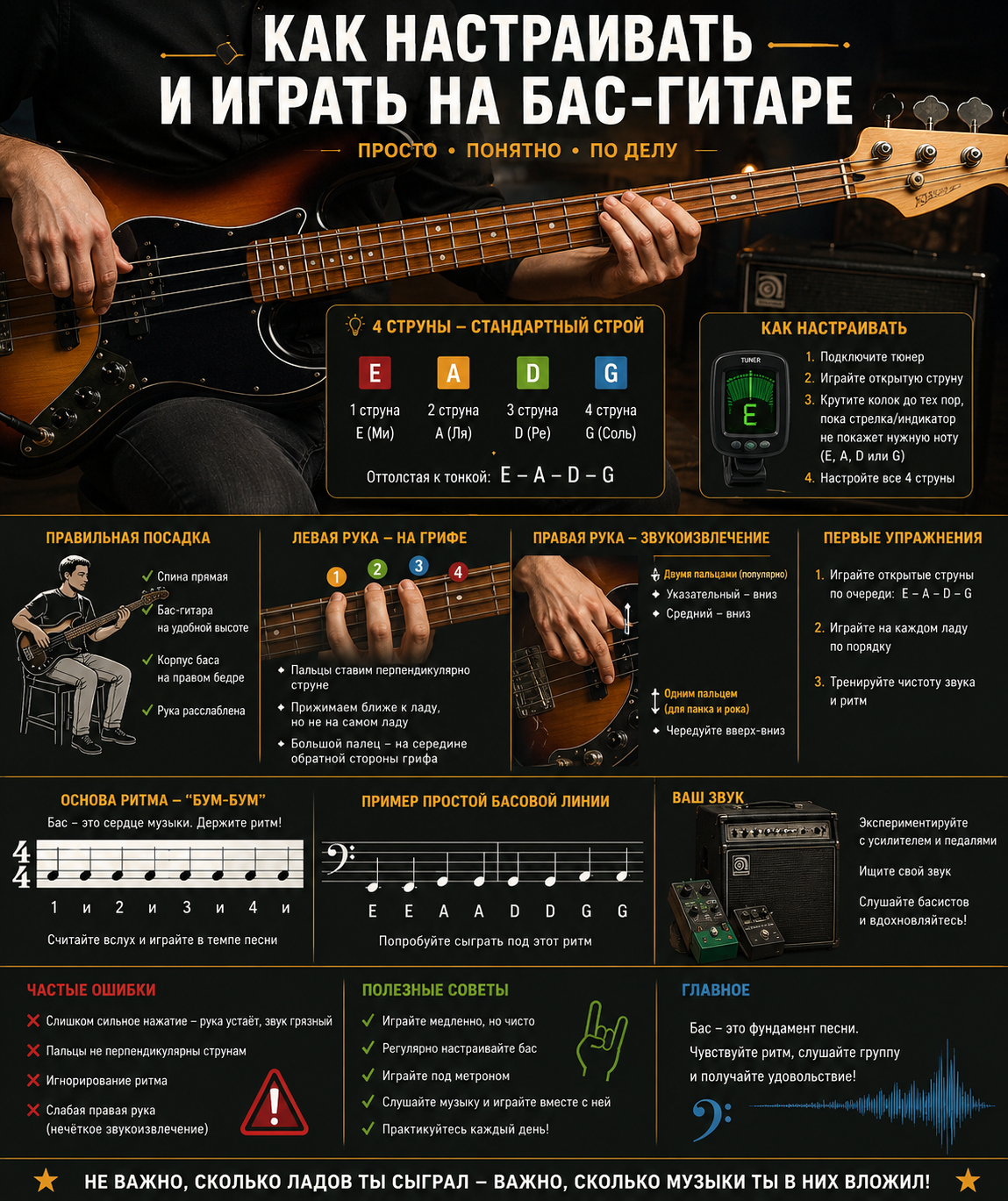 Как играть на бас-гитаре