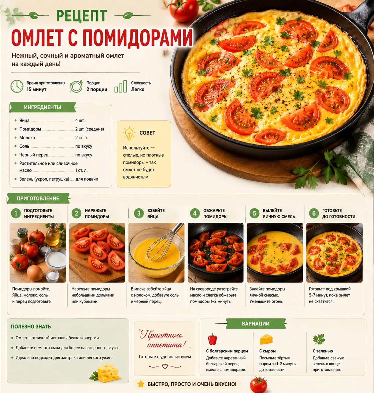 Омлет с помидорами
