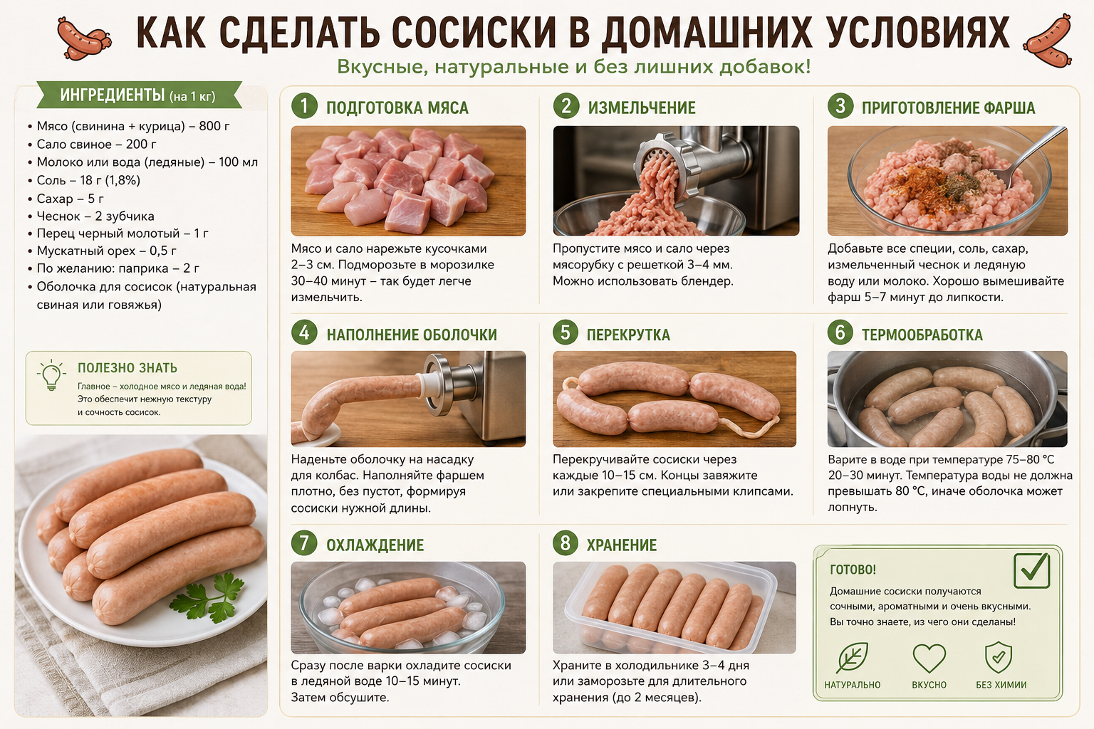 Делаем сосиски в домашних условиях