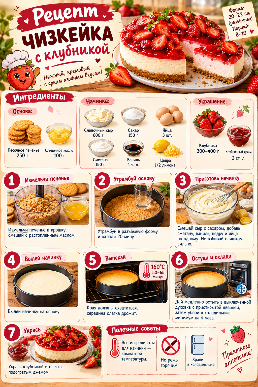Рецепт чизкейка с клубникой